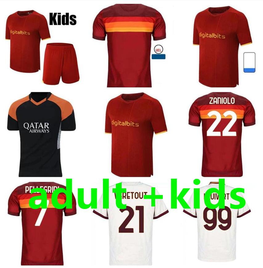 

Soccer jersey ZANIOLO ROMA DZEKO PASTORE rome TOTTI KLUIVERT KOLAROV AS 21 22 football shirt 2021 2022 Men + Kids kit uniforms maillot PELLE, Black;yellow
