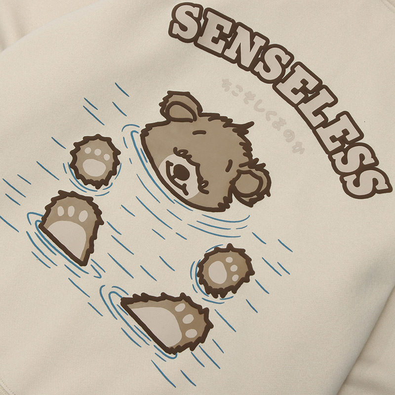 

men's hoodies & sweatshirts hip hop man streetwear hoodie funny japanese bear kanji pullover autumn harajuku cotton casual white 61ej, Black