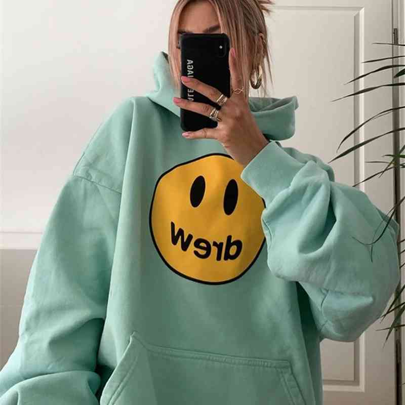 

Drew smiley face sweater ins net red Bieber same high street fashion brand loose couple' men' and women' Hoodie