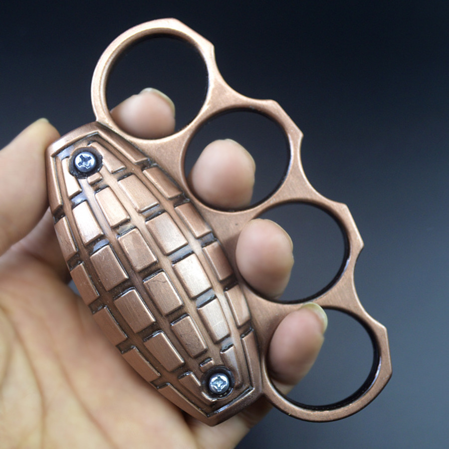 

Hand Clasp Fist Iron Four Finger Tiger Martial Arts Fight Melon Grenade Set with Brace Ring 3T41728, Silver