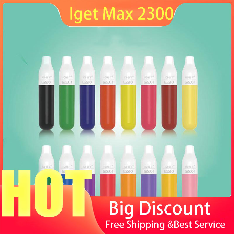 

Authentic Original Iget Max E-cigarette Disposable Pod Device Kit 2300 Puffs 1100mAh Battery Prefilled 8ml Cartridge Vape Pen Vs Air Bar XXL