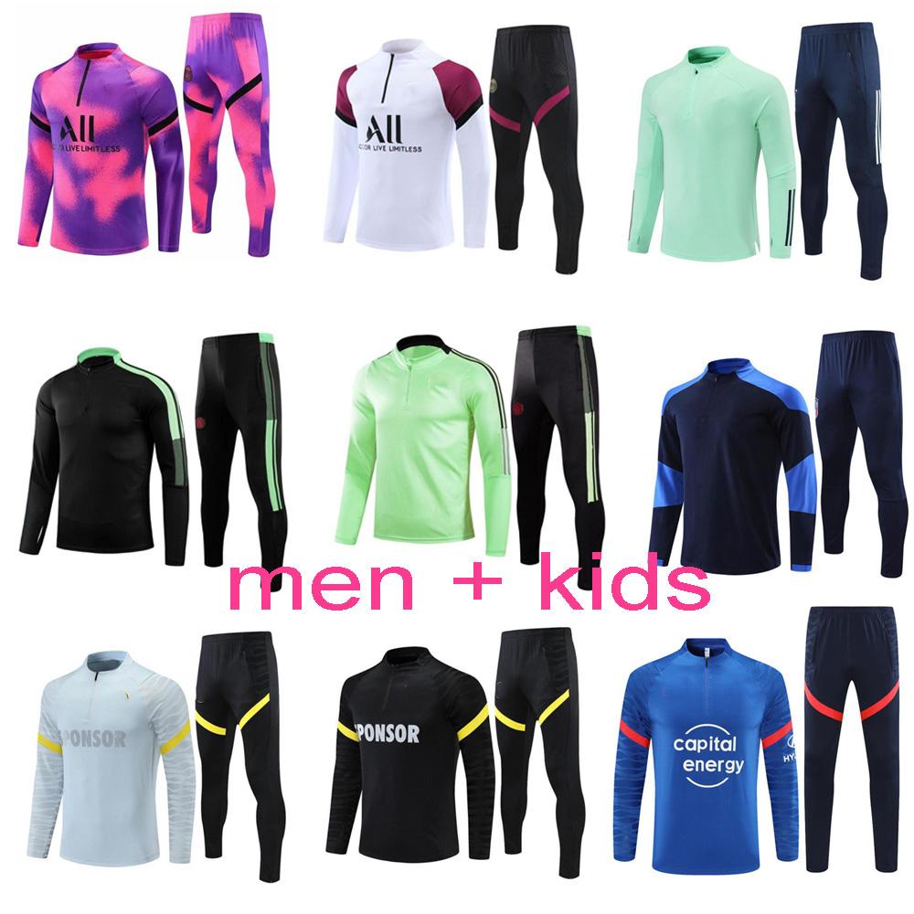 

21 22 soccer tracksuit Men + kids football training suit 2020 2021 2022 jogging survetement de foot chandal, 18#