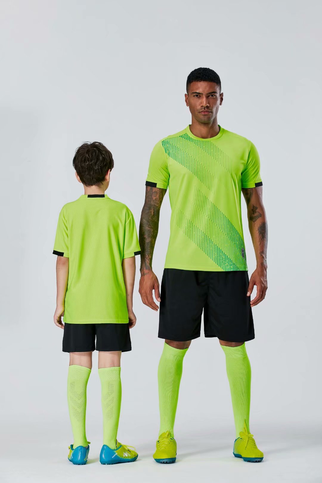 

#0111 Football uniform men+kids soccer Jersey printing team custom track and field sports short-sleeved shirt, Black;yellow