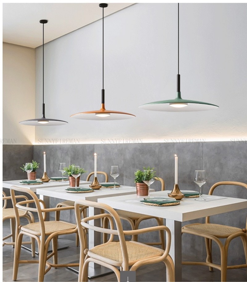

Nordic Simple UFO LED Pendant Lamps Suspension Lights Lighting For Dining Room Kitchen Bar Restaurant Iron Hanging Study Room Lamp