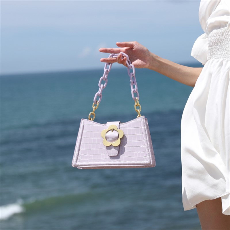 

Evening Bags French style acrylic chain stone pattern underarm bag 2021 spring single shoulder messenger all-match portable female, Lavender