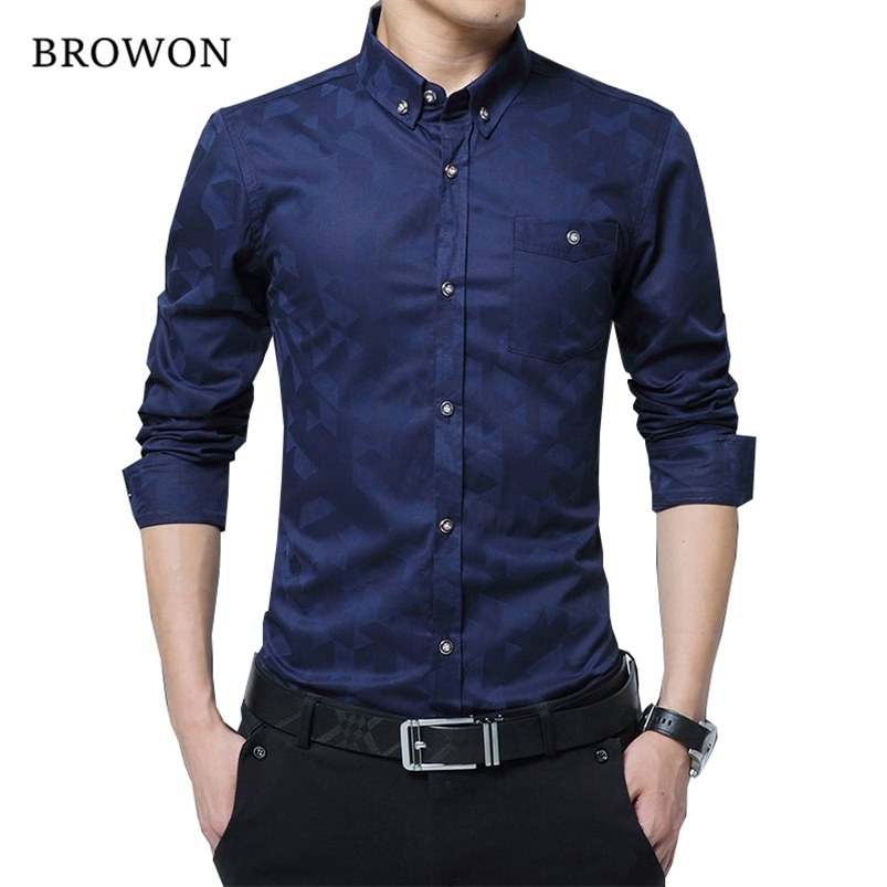 

Fashion Casual Men Shirt Long Sleeve Jacquard Weave Slim Fit Cotton s Dress s Clothes 5XL 210721, Black