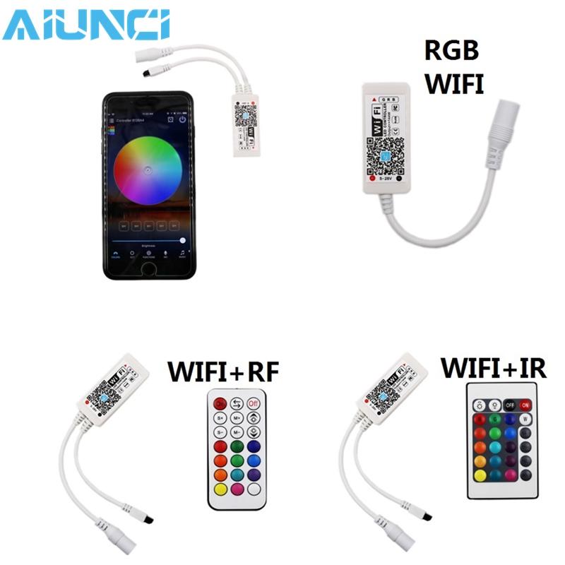 

Mini WIFI LED RGB Controller + RF 21/ IR 24Key Remote Controler For SMD 2835 Strip Light Controllers