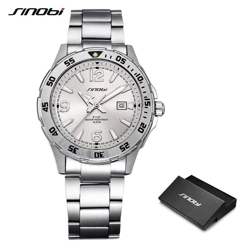 

10Bar Waterproof Men's Watch Diving Sports Wrist Watches Auto Date Top Luminous Males Geneva Quartz Wristwatches, Slivery;brown