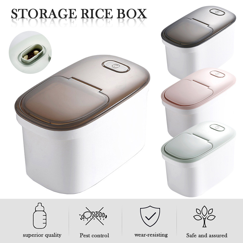 Rice Storage Container Grain Barrel Sealed Moisture-Proof Insect-Proof Plastic Kitchen Rice Case Box For Cereal Bean-image-689844493