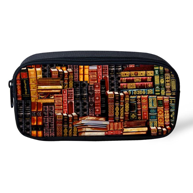 

Libary Book Printing Girl Toiletry Bag Pencil School Office Supplies Travel Women Cosmetic Bags Children Boxs & Cases, As picture