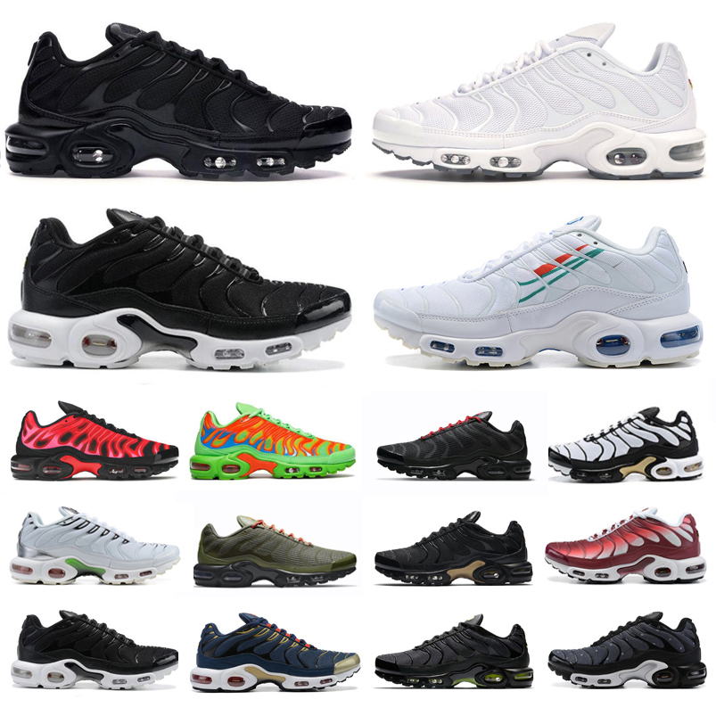 

Tn Plus mens Running shoes Multi Swoosh Neon Green Triple Black White Olive Reflective Chrome Cherry Persian Violet Sustainable Oreo men trainers sports sneakers, Pay for box