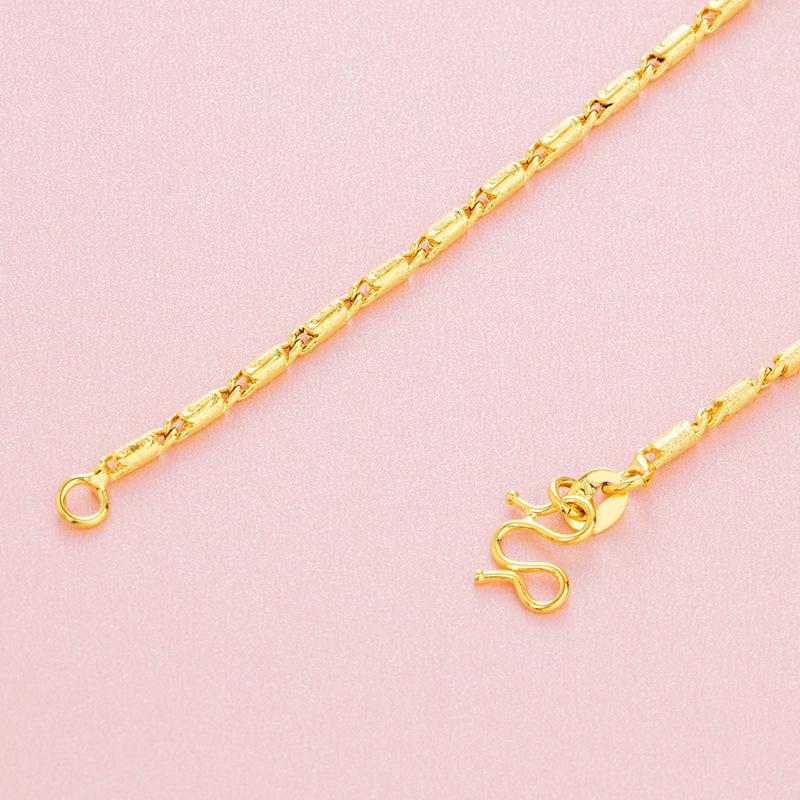 

Chains Necklace For Women Single Chain Elegant Charm Vietnam Sand Gold Solid Small Cylindrical Fashion Jewelry Collares
