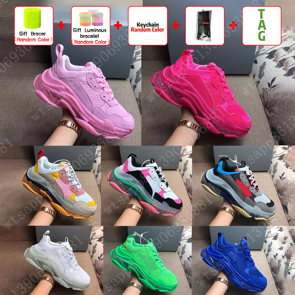 

High quality Paris 17FW Sneakers Mens Women Casual Shoes Triple S Clear Sole White Green Black Red Rainbow Sports Outdoor Dad Shoe EUR 36-45, Original box