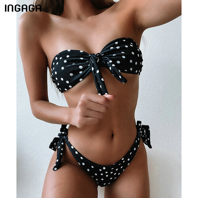 

2021ingaga bandeau bikini womens swimsuits leopard swimwear female brazilian bikinis high cut biquini swimsuit 2021 new, White;black
