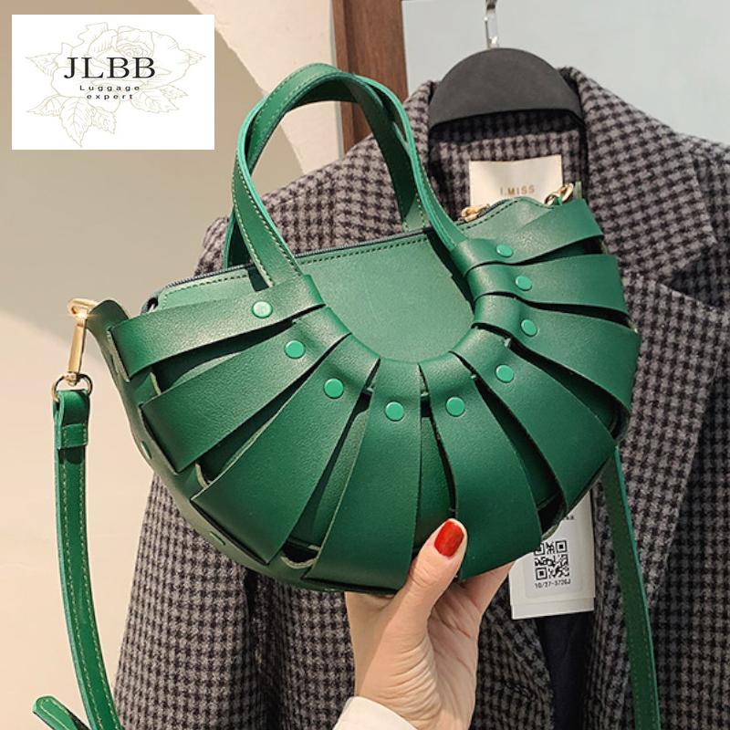 

Evening Bags Fashion Circular Leather Hollow Weaving Purses And Handbags Luxury Designer Shoulder Crossbody Women Sac Brand Bolso
