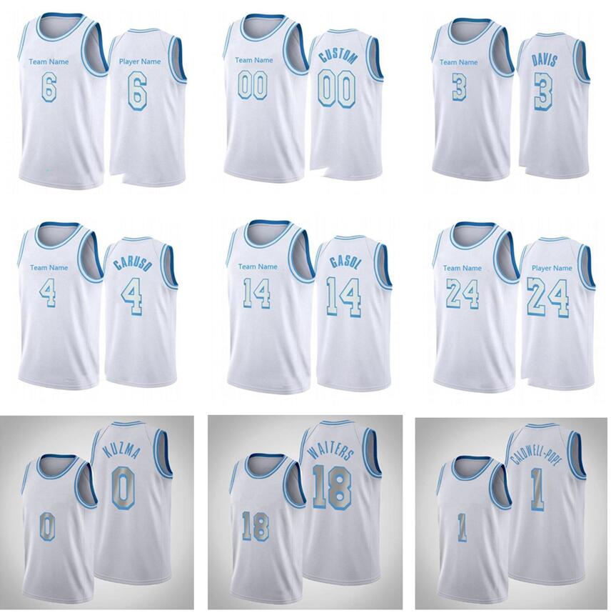 

Custom 2021 Printed Alex 4 Caruso Jersey Anthony 3 Davis Kyle 0 Kuzma Talen 5 Horton-Tucker Basketball Jerseys White, Black;yellow