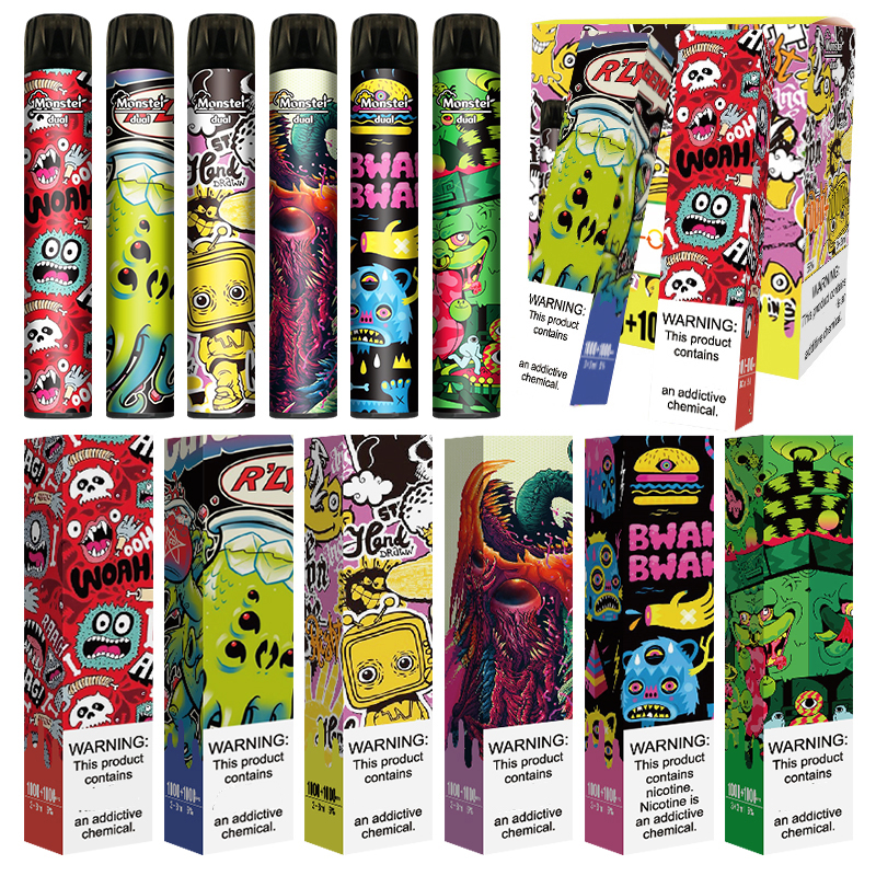 

Monster Dual Switch 2 in 1 Disposable E-cigarettes 2000 puffs vape pen with 6.0ml pod 6 colors available device dhl free oem