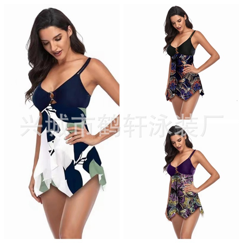 

2021 women's large size split swimsuit bikini, Black;white