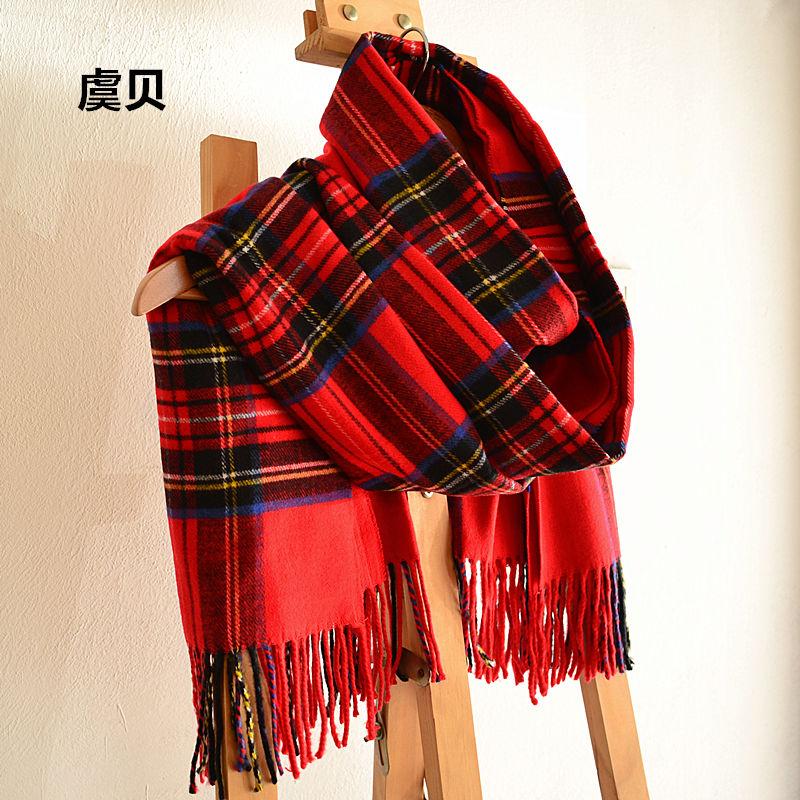 

Scarves Faux Cashmere Shawl Winter Red Plaid Blanket Tassel Scarf Cape Warm Pashmina Unisex Acrylic Men Or Women Christmas Gifts, Blue;gray