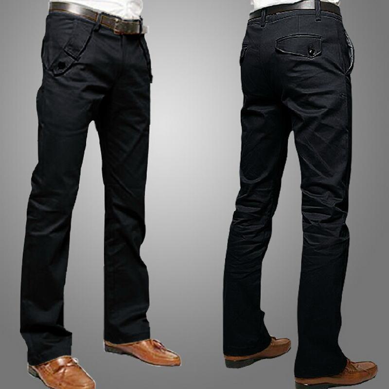 

Men's Pants Casual Men Cotton Slim Pant Straight Trousers Fashion Business Solid Khaki Black Ropa Para Hombre Mens
