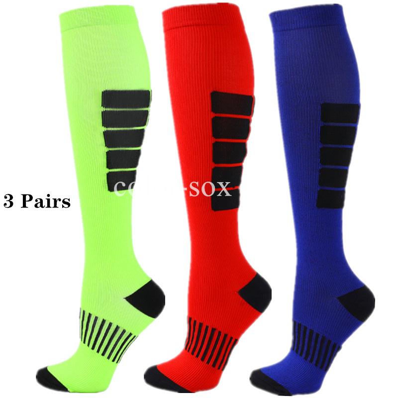 

Sports Socks 3 Pairs Compression Knee High Grade For Edema,Diabetes,Varicose Veins,Sports Socks,Outdoor Cycling, Black