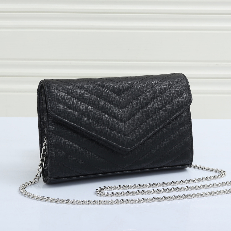 

Women Luxurys Designers Bags 2021 ladies composite PU leather clutch shoulder Crossbody Bag female purse size 23*5*14, Black