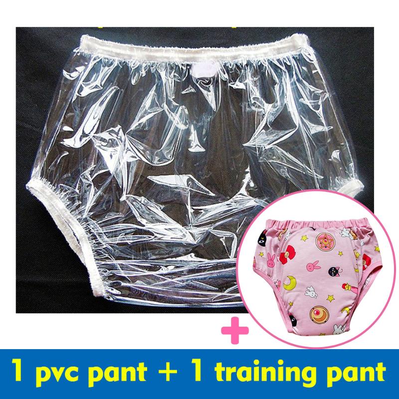 

2pcs PVC/ Adult Diaper/ Incontinence Pants/Adult Baby Trainning Brief With Padding Inside/ Pants Cloth Diapers