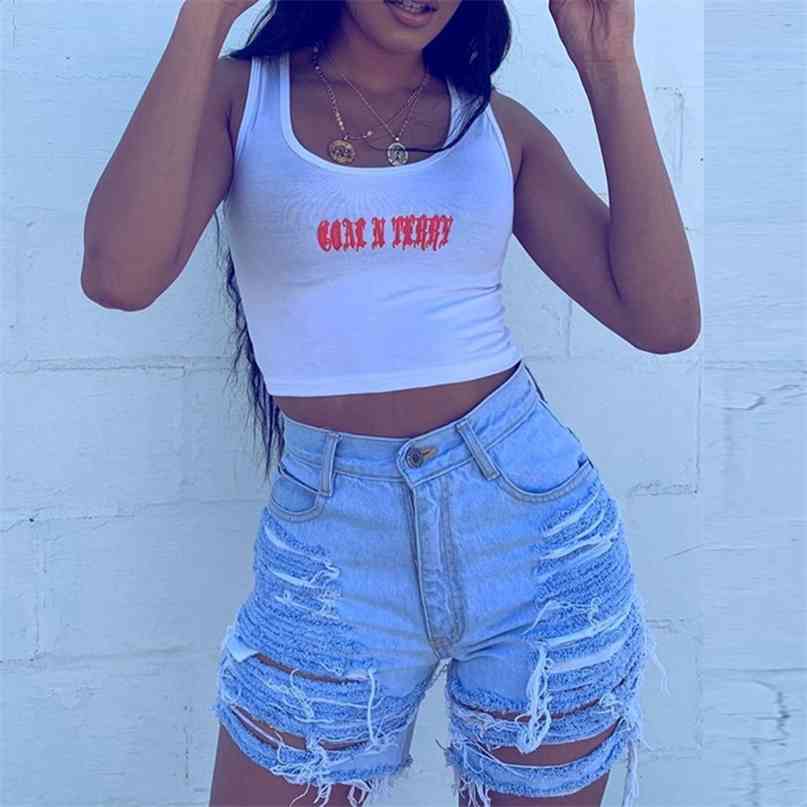 

Summer Jeans Shorts Women Plus Size Mid Waist Vintage Style Holes Hollow Out Skinny Ripped Casual Streetwear 210603, Light blue