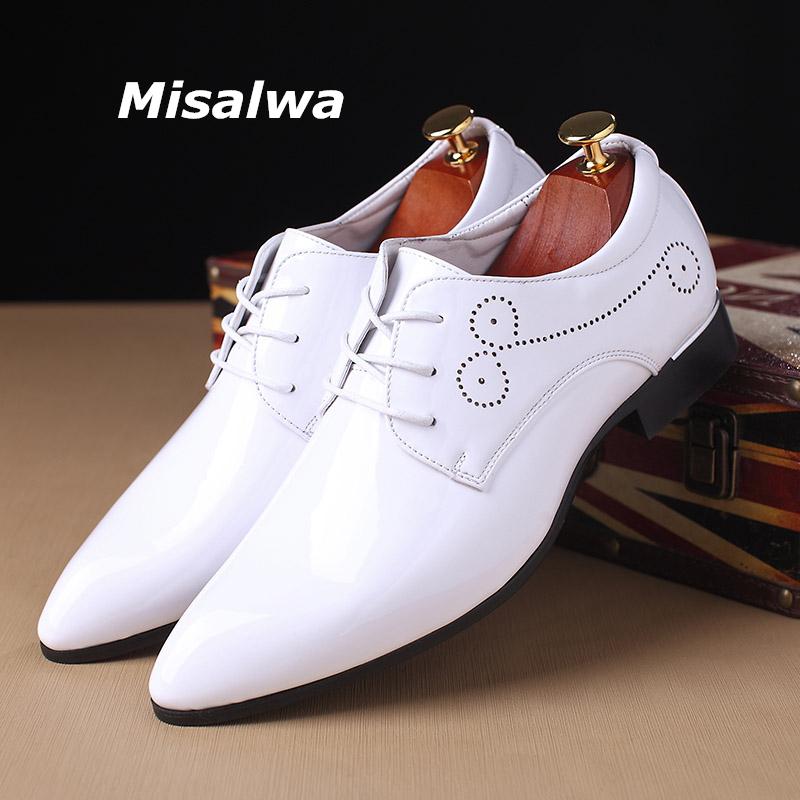 

Over Size 37-48 Men Patent Leather Fashion Shoes Casual Semi-formal Party Dress Misalwa Red British Brogue, Black