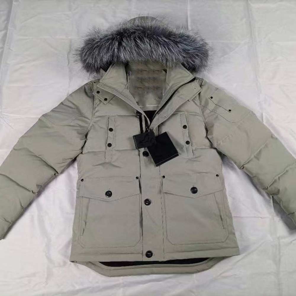 

Elephant Grey Men Winter Coats Moose Down Flight Jacket With Big Fur Collar Homme Hoody Outerwear Hooded Thick Coat Mens Women Jackets Canada knuckles Doudoune, Bag no clothing