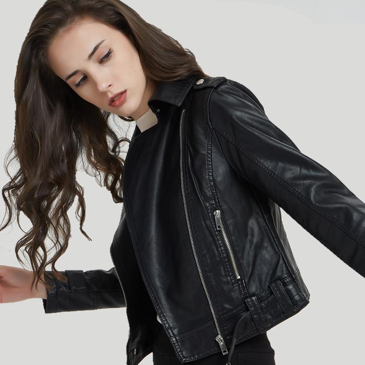 

Women's Leather & Faux Women Spring Autumn Arrival Sexy Ultra Short Girl Paragraph Slim Pu Motorcycle Jacket Student Small Coat, Black