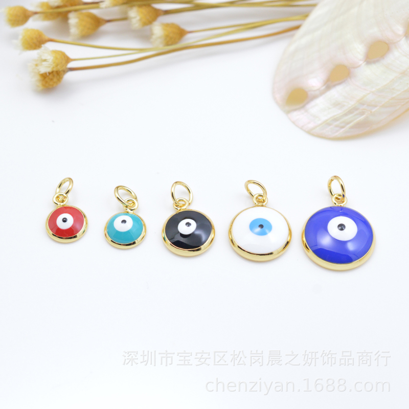 

Cool Design Colorful Enameled 8/10/12/14mm Evil Eye Charm Pendant for DIY Jewelry Making