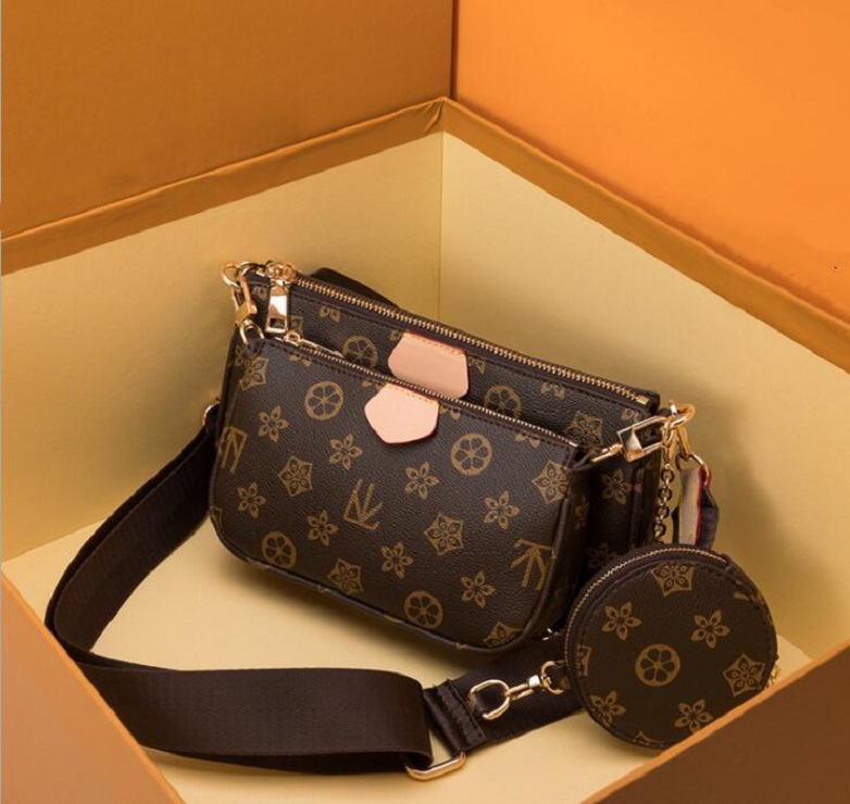 

Top Quality 3 pcs/set women Shoulder Bags favorite multi accessories Crossbody Purse Messenger Handbags Flower designer lady Leather With Box and Dust bag, Light green