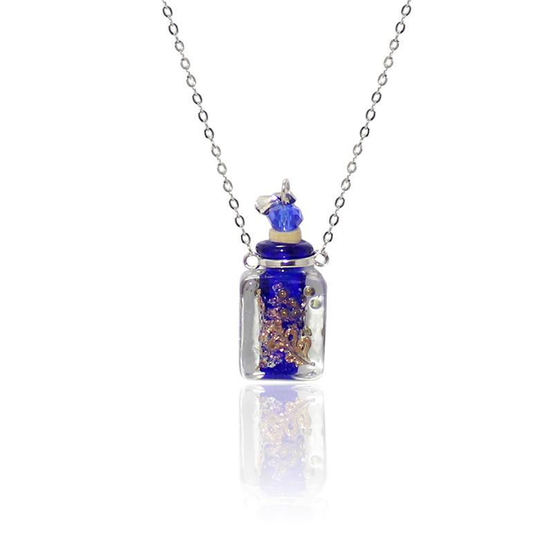 

Pendant Necklaces 1PC Murano Glass Perfume Bottle Necklace Luminous Essential Oil