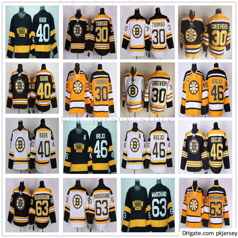 

Vintage CCM 75th Boston Bruins 63 Brad Marchand Jersey Mens Stitched 30 Tim Thomas 40 Tuukka Rask 46 David Krejci Ice Hockey Jerseys, Black;red