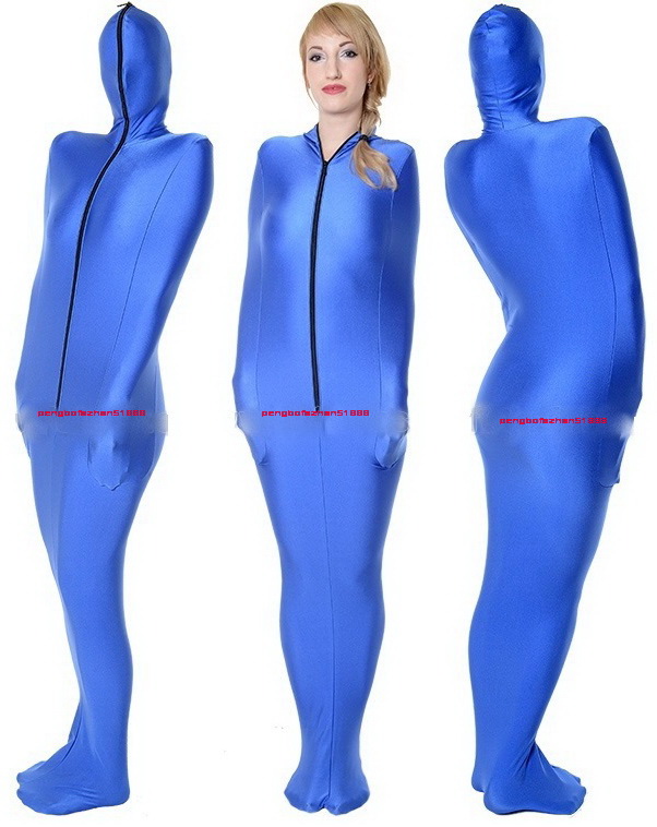 

Blue Lycra Spandex Mummy Costumes Sleeping Bag With internal Arm Sleeves Unisex Body Bags Sleepsacks Catsuit Costume Halloween Fancy Dress Cosplay Suit P019