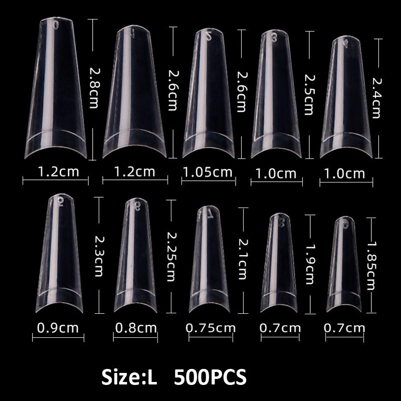 

False Nails 2021 240pcs/600pcs XXL Long/Tips Half Cover Nail Tips Box Stiletto Clear Fake Coffin/Square ABS Manicure, Red;gold