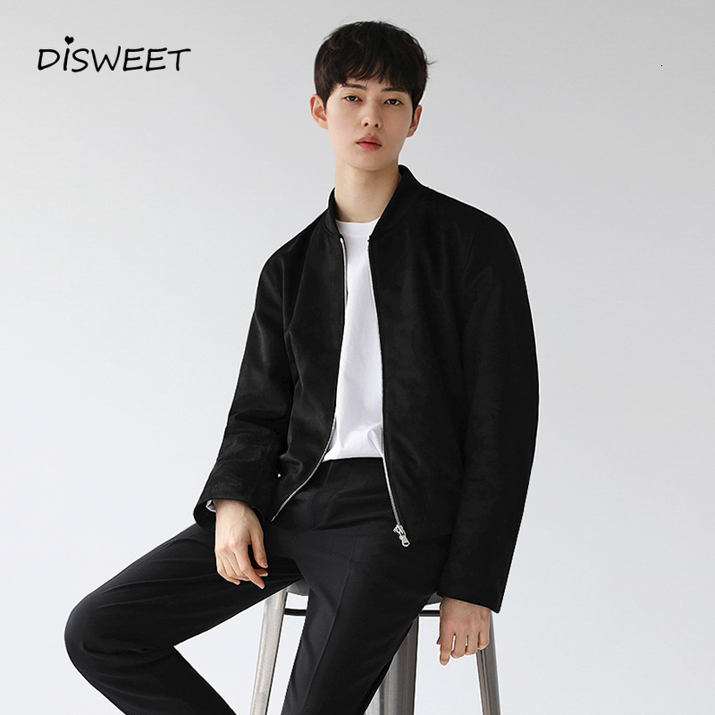 

downs O-Neck Solid Men Korean Loose Zipper Long Sleeve Black Men's Simple Slim Warm Jacket Boy