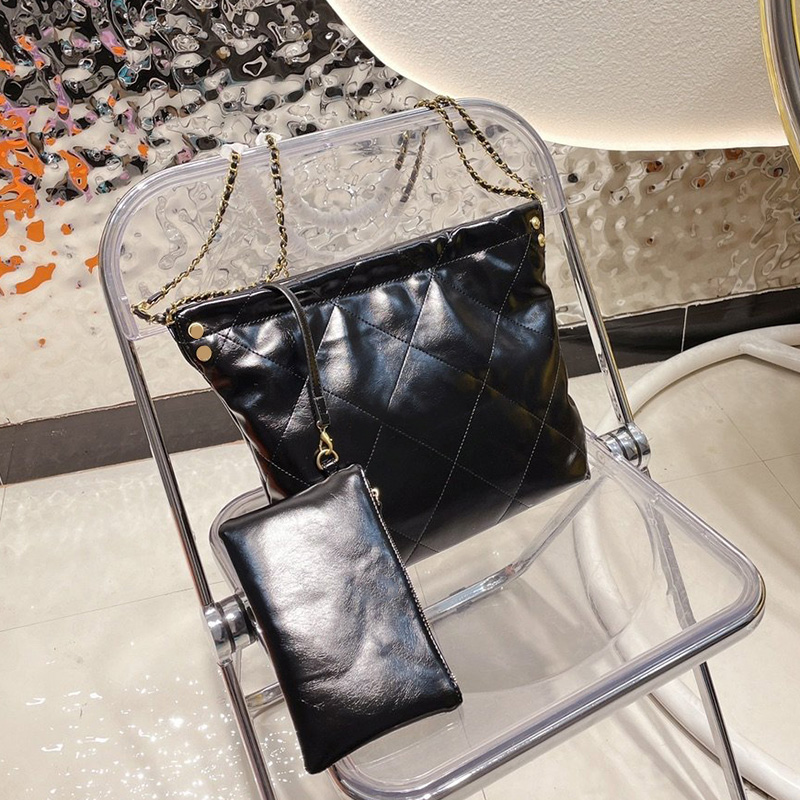 

Vintage Shiny Tote Shopping Bags Coin Purse Large Capacity Genuine Letaher Crossbody Shoulder Handbags Quilted Gold Letter Luxury Designer LuggaGe 30*29cm, Box