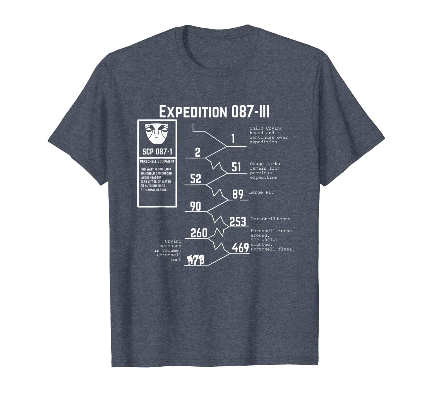 

scp-087 expedition t-shirt, White;black