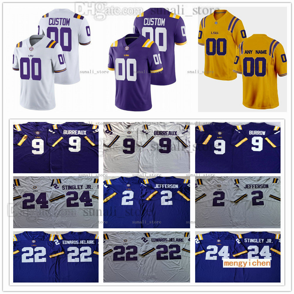 

LSU Tigers NCAA College 1 Kayshon Boutte Jerseys 3 Tyrion Davis-Price 14 Max Johnson 36 Cole Tracy 40 Devin White 29 Greedy Williams Patrick Queen Thaddeus Moss Ali Gaye, Kids white