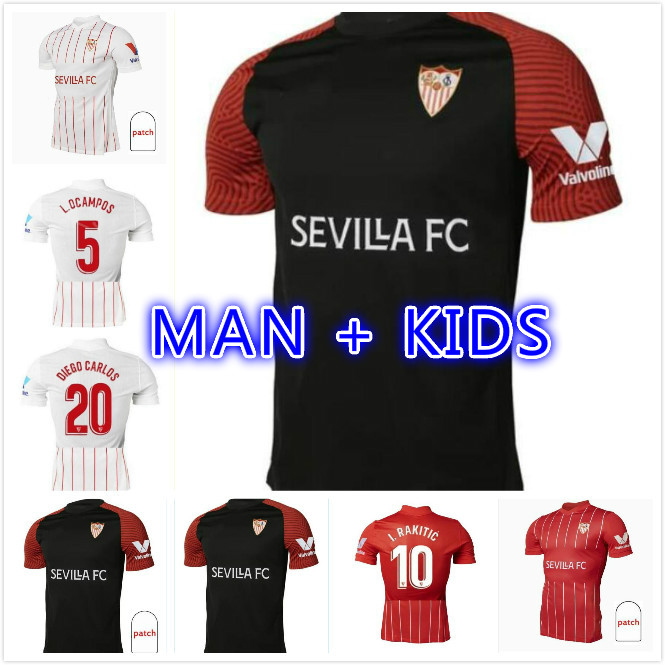 

21 22 Sevilla FC soccer jerseys PAPU GOMEZ I.RAKITIC L.OCAMPOS DE JONG J.NAVAS SUSO MUNIR Y.EN-NESYRI 2021 2022 Men+Kids Kits football shirts