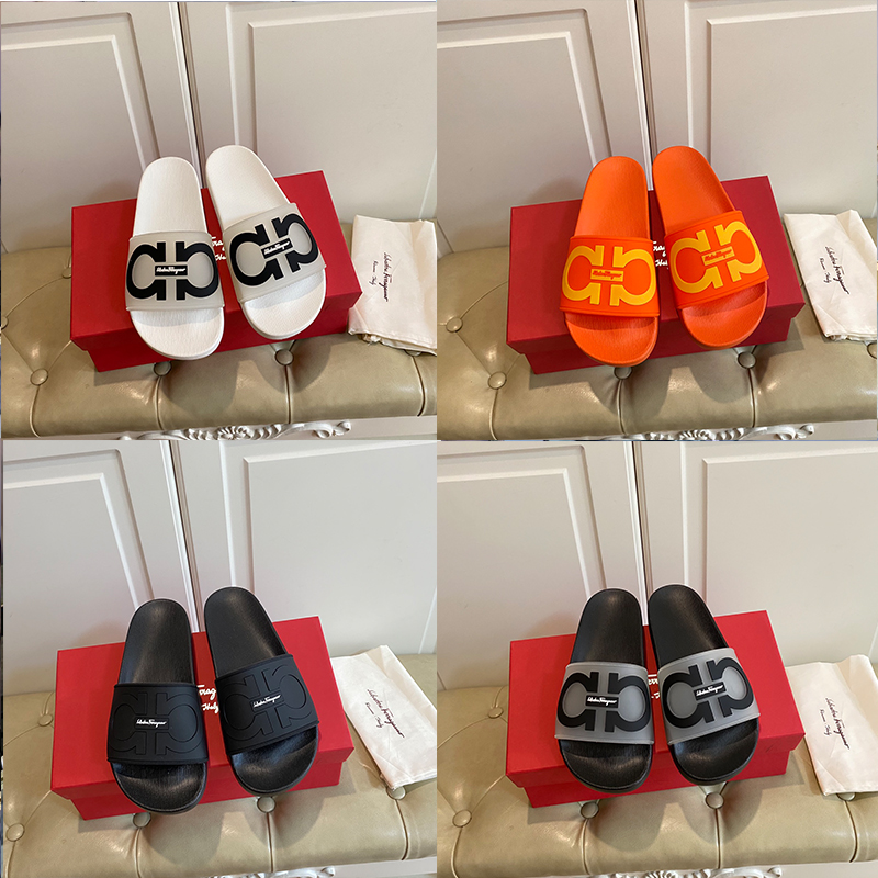 

[With box]Men Women Sandals Flat Slippery Snake Slides Slide Fashion Red orange yellow blue purple Flower Summer Brocade Flip Flop Animals, Black