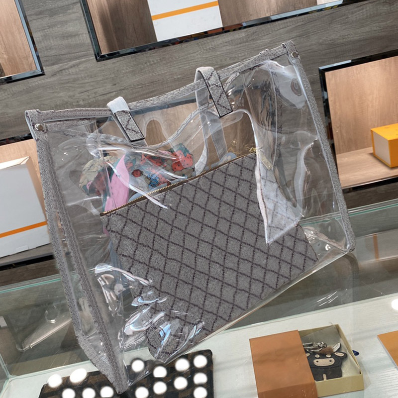 

2pieces Set High Quality Handbag Fashion Women Luxurys Designers Totes Bags PVC Artwork Clear clutch bag with Purse Wallet Letter Printed, Increase freight