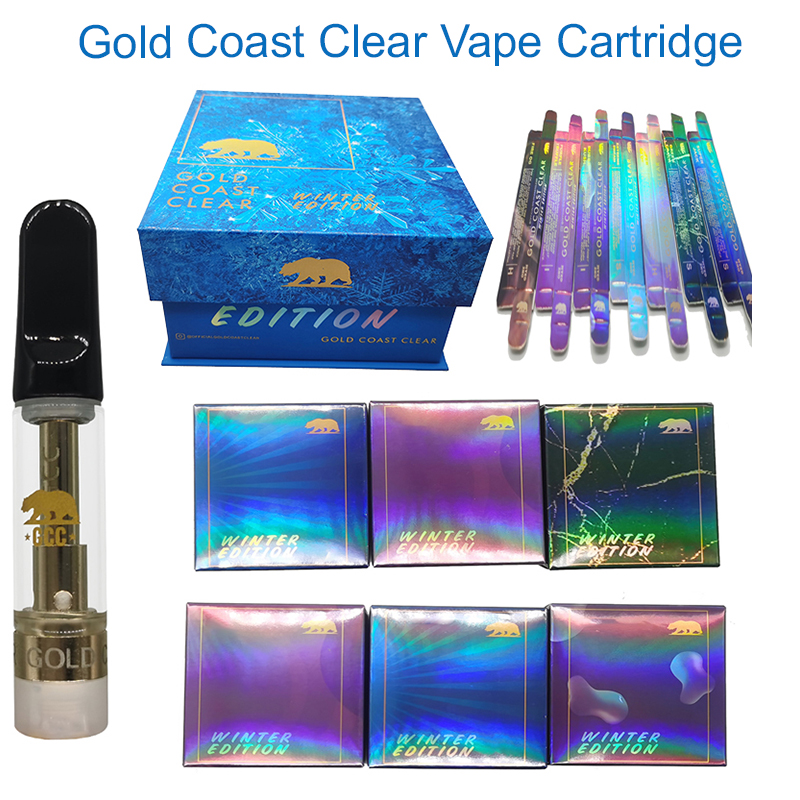 

Gold Coast Clear Cartridge 0.8ml Vape Pen Cart Ceramic Coil Atomizers 510 Thread Vapes Pens E Cigarettes Empty Oil Carts Glass Cartridges Wi