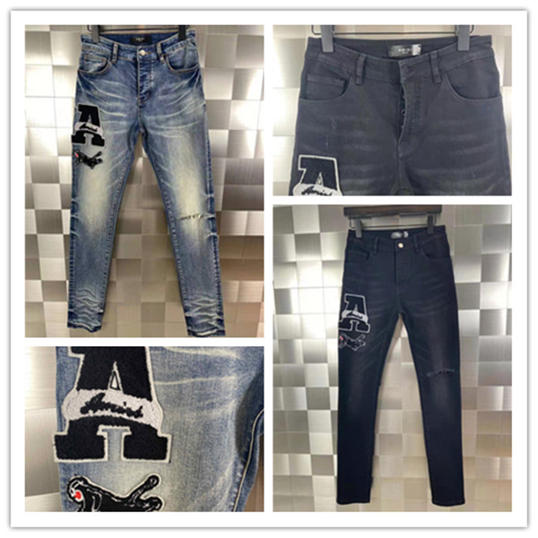 

Luxurys Designer Mens Jeans Zipper Designer Slim-leg Jeans Patch Vintage Style Hole Fashion Mens Jeans Biker Causal Mens Hip Hop Pants -40, Customize
