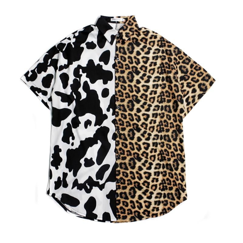

Women's Blouses & Shirts Summer Shirt Women Oversize Hip-hop Style Vintage Loose Short Sleeve Blouse Fashion Leopard Print Harajuku Man, White