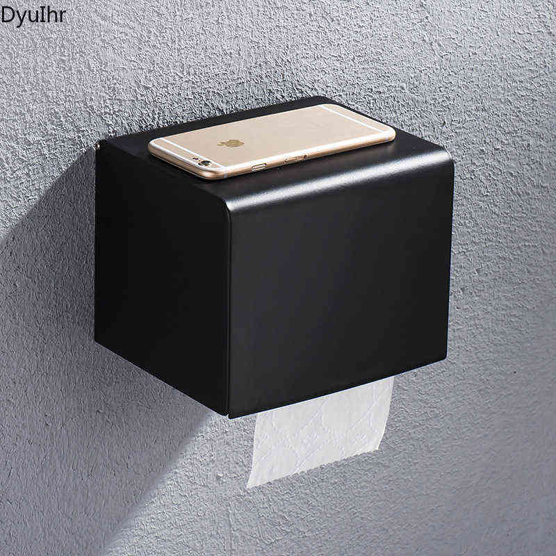 

Bathroom accessories stainless steel square black wall-mounted toilet tissue holder bathroom waterproof paper holder tissue box 220117