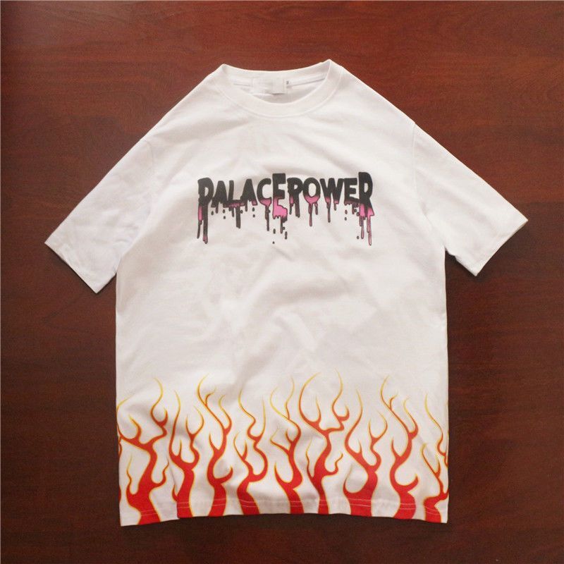 

Fashion brand t-shirt men's trend versatile handsome Korean loose large short sleeve shirt student male, White;black