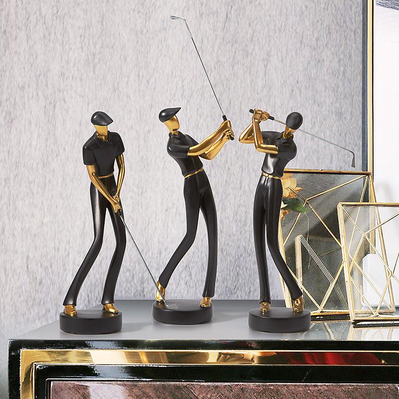 

Modern Resin Playing Golf Sports Figures Statues Decoration Home Livingroom Desktop People Sculpture Figurines Crafts Decor Decorative Objec